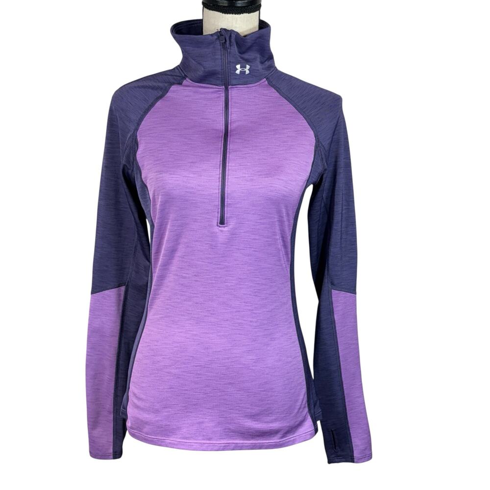 Under Armour Medium 1/2 Zip Pullover Top Fitted ColdGear Stretch Long Sleeve